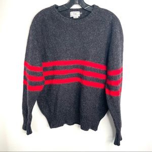 Gap Sweater Womens Size Medium Shetland Wool Gray Red Striped Chunky